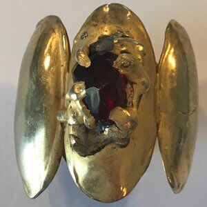 Gold Plated  Bracelet with Red Stone created by Joanne Cooper